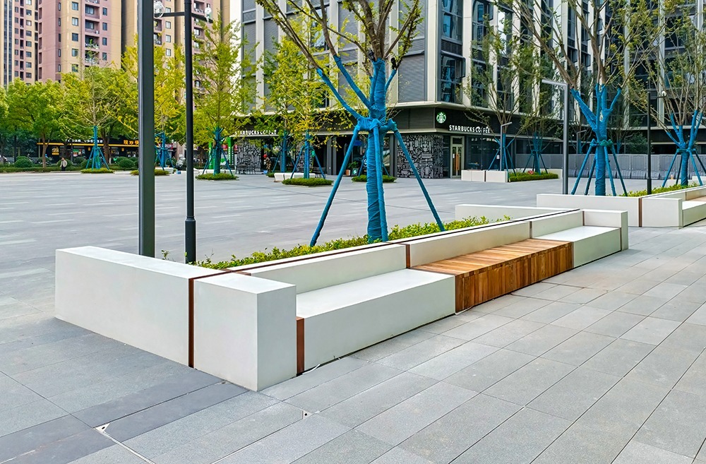 Urban landscape concrete bench