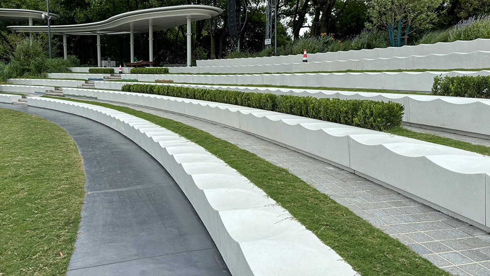 Park curve landscape bench